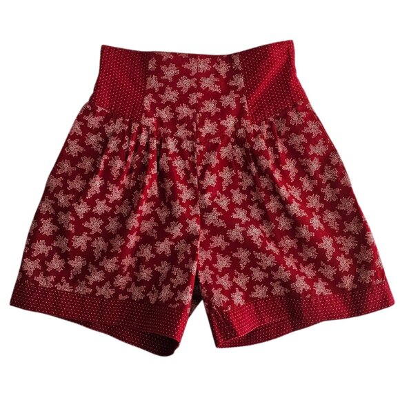 Avenue By Mereille Bitton Floral Polka Dot Vintage Shorts | EUC | 4P | Red White - Picture 1 of 16